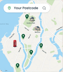 Map with pins showing nearby EV charger installers
